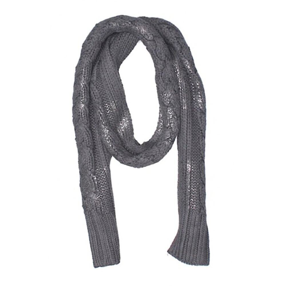 Ann Taylor LOFT metallic silver gray knit scarf